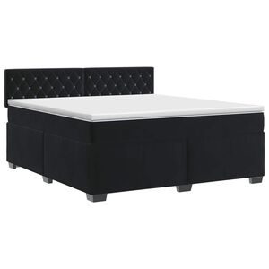vidaXL Box Spring Bed with Mattress Black 153 x 203 cm Velvet