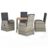vidaXL 5 Piece Garden Dining Set with Cushions Grey Poly Rattan