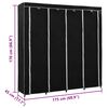 vidaXL Wardrobe with 4 Compartments Black 175x45x170 cm