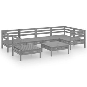 vidaXL Garden Lounge Set | Grey | Solid pinewood | 7 Piece Set | Modular
