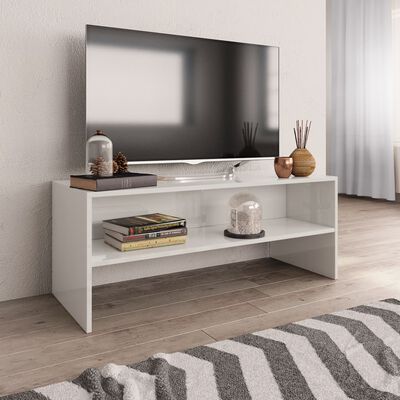 vidaXL TV Cabinet High Gloss White 100x40x40 cm Engineered Wood