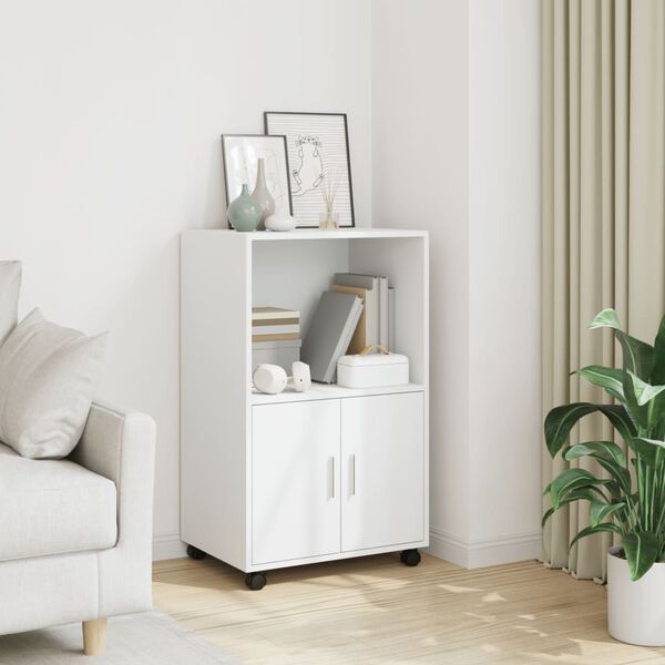 vidaXL Rolling&nbsp;Cabinet White 55x40x91 cm Engineered Wood