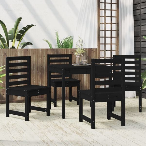 vidaXL 5 Piece Garden Dining Set Black Solid Wood Pine