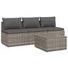 vidaXL 4 Piece Garden Lounge Set with Cushions Grey Poly Rattan