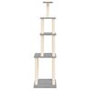 vidaXL Cat Tree with Sisal Scratching Posts Light Grey 183 cm