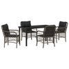 vidaXL Garden Dining Set with Cushion 5 pcs Grey Poly Rattan