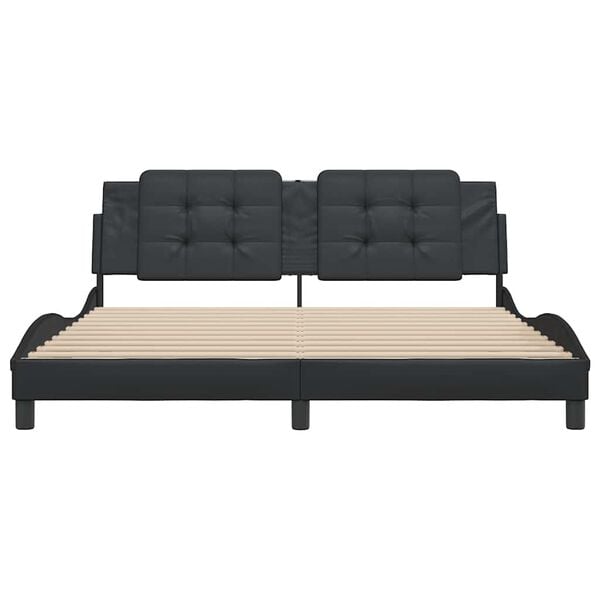 vidaXL Bed Frame without Mattress "Zadar" Black 180x200 cm King Fabric