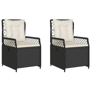 vidaXL Reclining Garden Chairs 2 pcs Black Poly Rattan