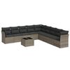 vidaXL 10 Piece Garden Sofa Set with Cushions Grey Poly Rattan