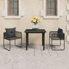 vidaXL 3 Piece Garden Dining Set PVC Rattan Black