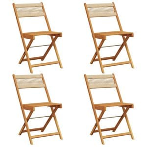 vidaXL Folding Chairs 4 pcs Beige Solid Wood Acacia