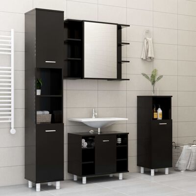 vidaXL Bathroom Cabinet Black 30x30x95 cm Engineered Wood | vidaXL.com.au