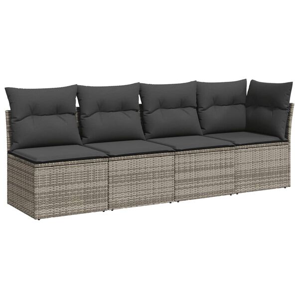 vidaXL 8 Piece Garden Sofa Set with Cushions Grey Poly Rattan