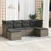 vidaXL 6 Piece Garden Sofa Set with Cushions Grey Poly Rattan