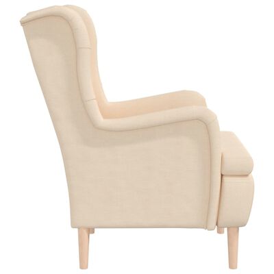 vidaXL Armchair with Solid Rubber Wood Feet Cream Fabric