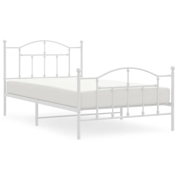 vidaXL Metal Bed Frame without Mattress with Footboard White 107x203cm