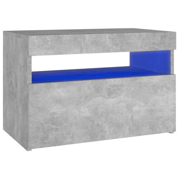 vidaXL Bedside Cabinet & LED Lights Concrete Grey 60x35x40 cm