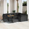 vidaXL Garden Sofa Set with Cushion 12 pcs Black Poly Rattan