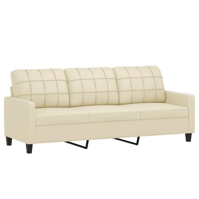 vidaXL 2 Piece Sofa Set with Cushions Cream Faux Leather