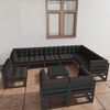vidaXL 11 Piece Garden Lounge Set with Cushions Black Solid Pinewood