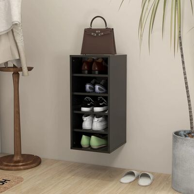vidaXL Shoe Cabinet High Gloss Black 31.5x35x70 cm Engineered Wood