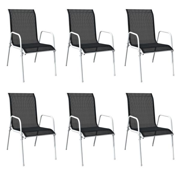 vidaXL 7 Piece Outdoor Dining Set Steel Black