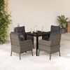 vidaXL 5 Piece Garden Dining Set with Cushions Grey Poly Rattan