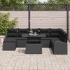 vidaXL Garden Sofa Set with Storage 9 pcs Black Poly rattan