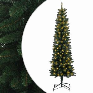 vidaXL Artificial Slim Christmas Tree 150 cm 150 LEDs Warm White PVC