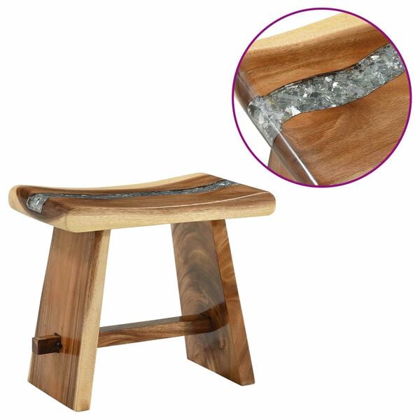 vidaXL Shower Stool Natural 50 x 30 x 44 cm Solid Suar Wood