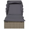 vidaXL Sunbed with Foldable Roof Grey 213x63x97 cm Poly Rattan