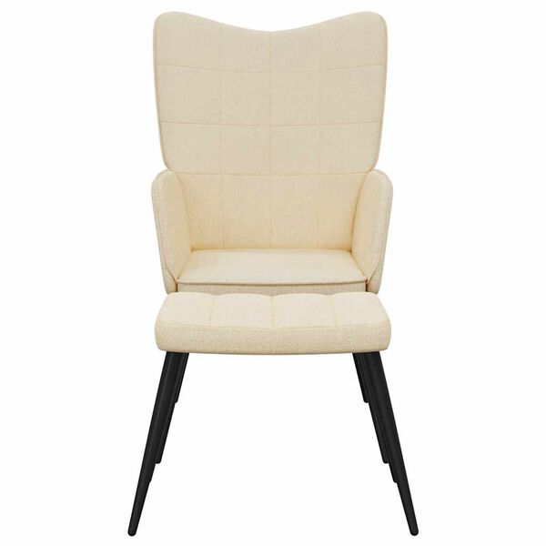 vidaXL Relaxing Chair with a Stool Cream Fabric