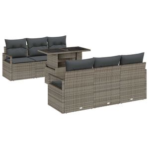 vidaXL Garden Sofa Set with Cushion 7 pcs Grey Poly rattan