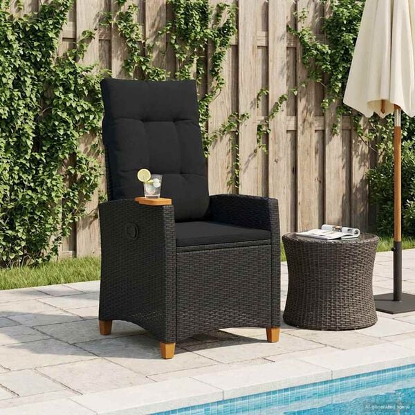 vidaXL Reclining Chair with Tea Plate Black 62 x 64 x 112 cm