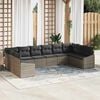 vidaXL Sofa Set with Cushion 10 pcs Grey Poly Rattan