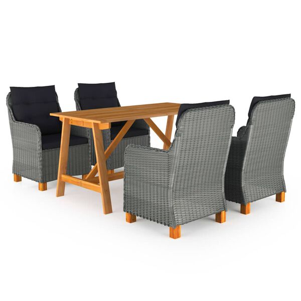 vidaXL 5 Piece Garden Dining Set Light Grey