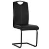 vidaXL Cantilever Dining Chairs 4 pcs Black Faux Leather