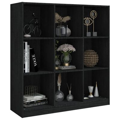 vidaXL Book Cabinet/Room Divider Black 104x33.5x110 cm Solid Pinewood