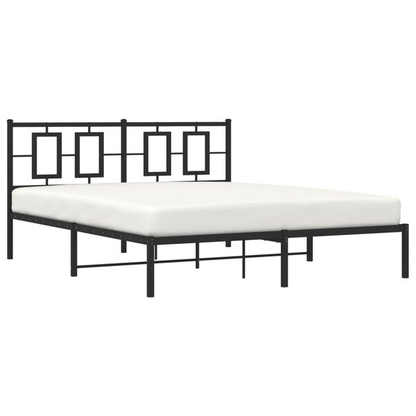 vidaXL Metal Bed Frame without Mattress with Headboard Black 150x200cm