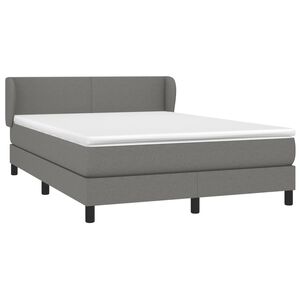 vidaXL Box Spring Bed with Mattress Dark Grey 137x187 cm Double Size Fabric