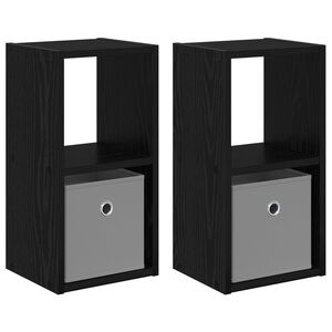 vidaXL Bedside Table with Drawer 2 pcs Black Oak 25.5 x 22 x 49.5 cm