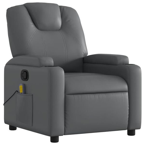 vidaXL Massage Recliner Chair Grey Faux Leather