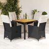 vidaXL 5 Piece Garden Dining Set with Cushions Black Poly Rattan