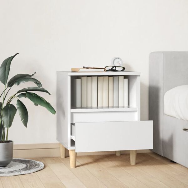 vidaXL Bedside Cabinet High Gloss White 40x35x50 cm