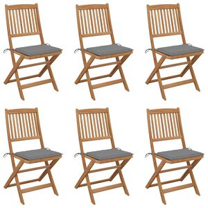 vidaXL Folding Chairs 6 pcs with Cushions Solid Acacia Wood