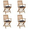 vidaXL Folding Chairs 4 pcs with Cushions Solid Acacia Wood