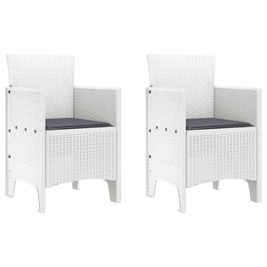 vidaXL Garden Chair 2 pcs White Polypropylene