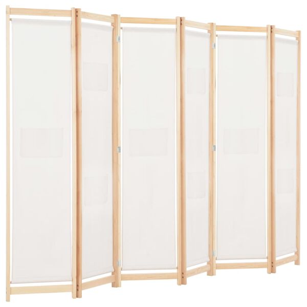 vidaXL 6-Panel Room Divider Cream 240x170x4 cm Fabric