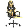 vidaXL Swivel Gaming Chair with Footrest Black&Gold Faux Leather