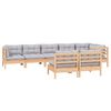 vidaXL 8 Piece Garden Lounge Set with Grey Cushions Solid Pinewood